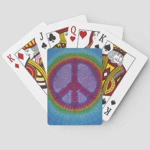 Cartes à jouer Tie Dye Signe de la Paix Rouge