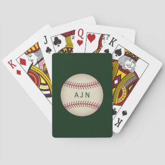 Cartes à jouer vertes personnalisées de baseball