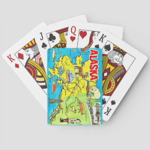 Cartes à jouer vintage de la carte de l'Alaska