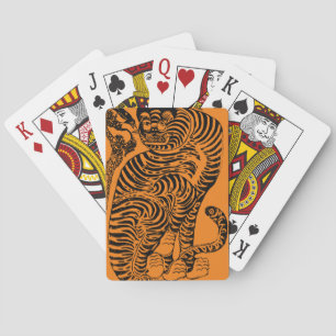 Cartes à jouer Vintage Tiger – Gravure sur bois ja