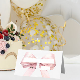 Cartes à nom avec nœud rose Élégant plié