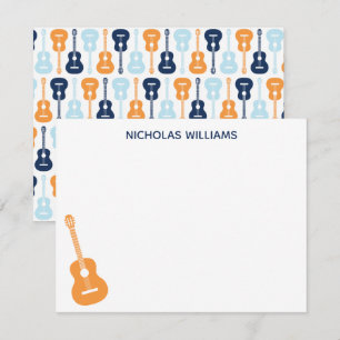 Cartes à notes musicales de guitare bleues et oran