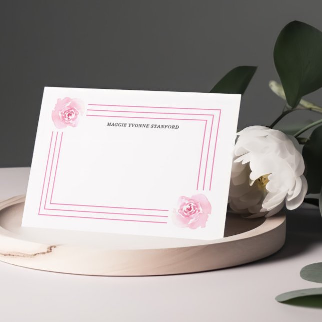 Cartes à notes personnalisées à la florale rose (Créateur téléchargé)