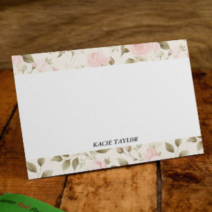 Cartes à notes personnalisées Beige Blush Floral