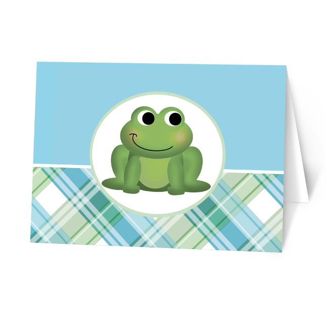 Cartes à notes personnalisées Cute Frog Blue Green (Créateur téléchargé)