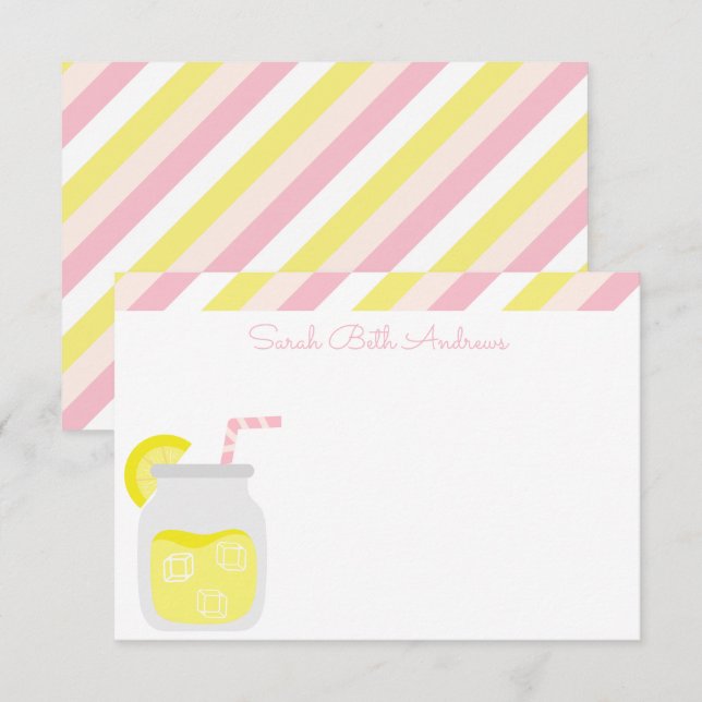 Cartes à notes personnalisées Stripes & Lemonade (Devant / Derrière)