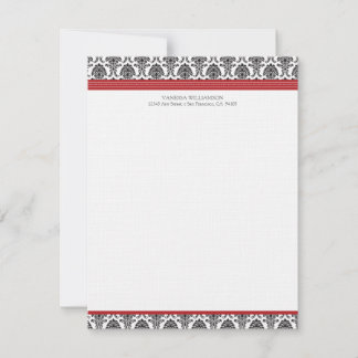 Cartes à notes plates personnalisées Damask Elegan