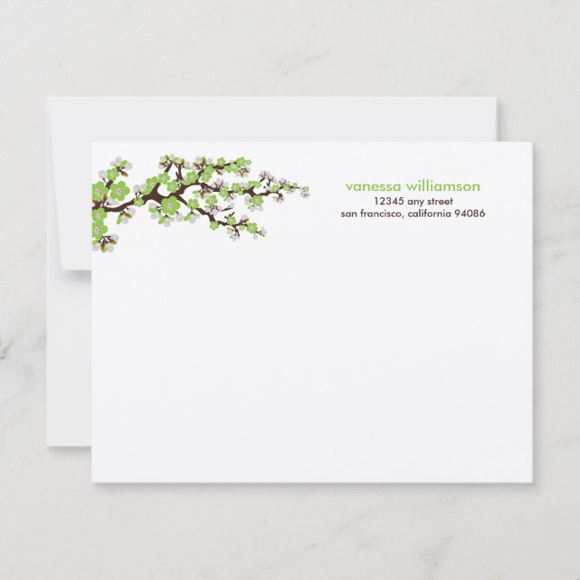 Cartes à notes plates personnalisées en fleurs de  (Devant)