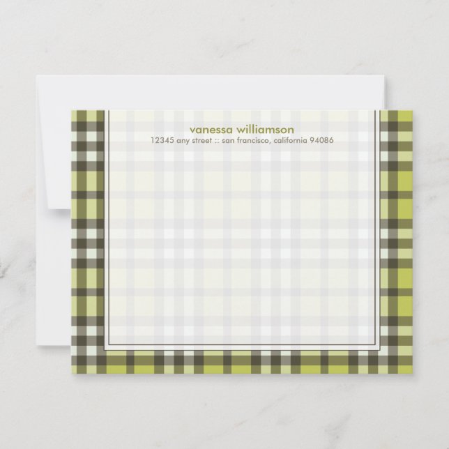 Cartes à notes plates préppy Plaid personnalisées  (Devant)