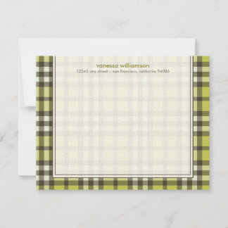 Cartes à notes plates préppy Plaid personnalisées 