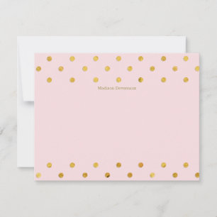 Cartes à notes plats Chic Pois Rose & Or