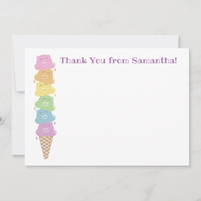 Cartes à panneau plat mignonnes de Merci de crème (Devant)