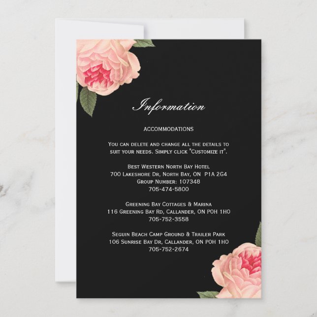 Cartes à rayures avec détail de pivoine corail (Devant)