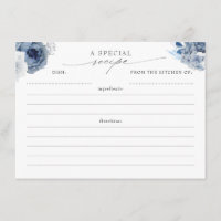 Cartes à recettes florales élégantes bleu et marin