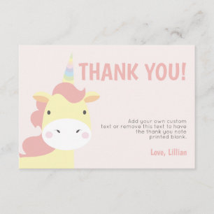 Cartes adorables de Merci de licorne