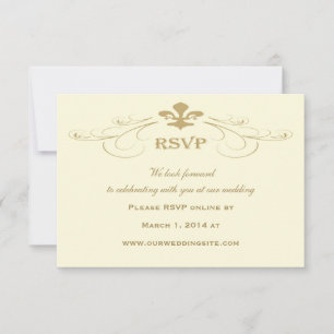 Cartes antiques de Gold Fleur de Lis Wedding RSVP