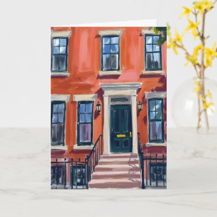Cartes aquarelle des Boston Brownstones Massachuse