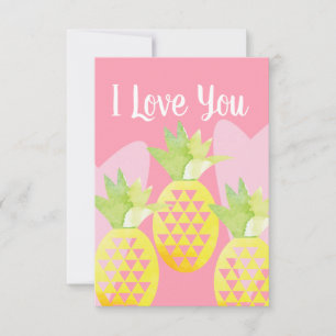 Cartes aquarelles de ananas Je t'aime
