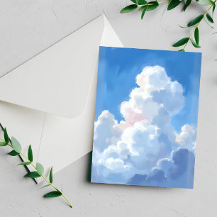 Cartes aquarelles nuages blancs beau ciel bleu