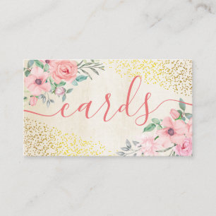 Cartes artisanales à l'huile d'or beige florale S