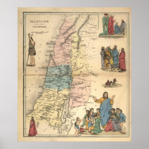 Cartes bibliques vintages 1856 palestine Poster de