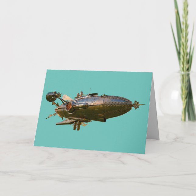 CARTES BLANC STEAMPUNK ZEPPELIN BLIMP (Devant)