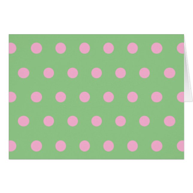 Cartes blanches Pointe Polka (Vert Sage et Rose Pa (Devant horizontal)