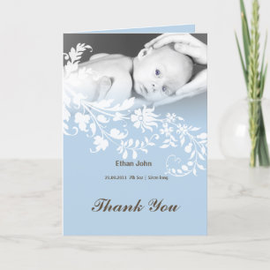 Cartes bleues de Merci de photo de bébé
