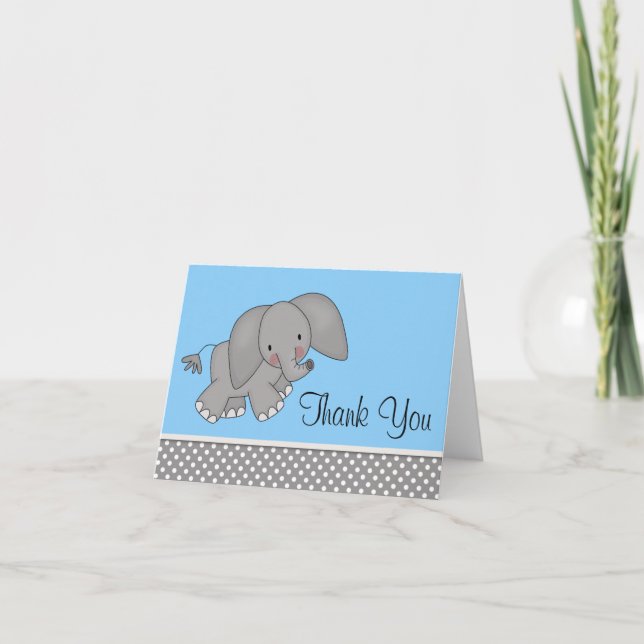 Cartes bleues mignonnes de Merci d'éléphant (Devant)