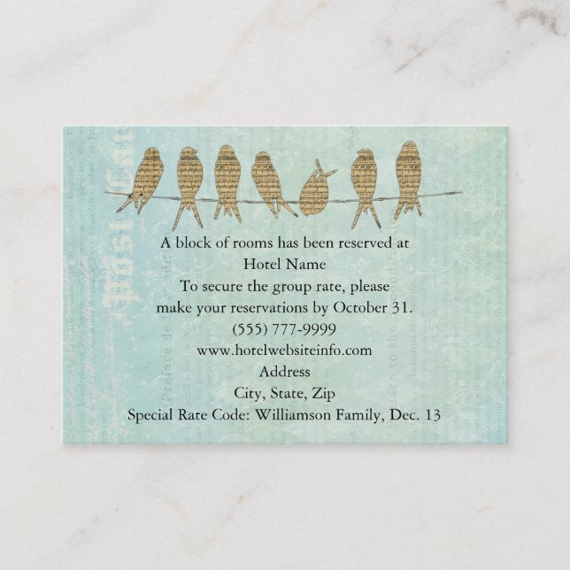 Cartes bleues vintages d'hôtel et de direction (Devant)