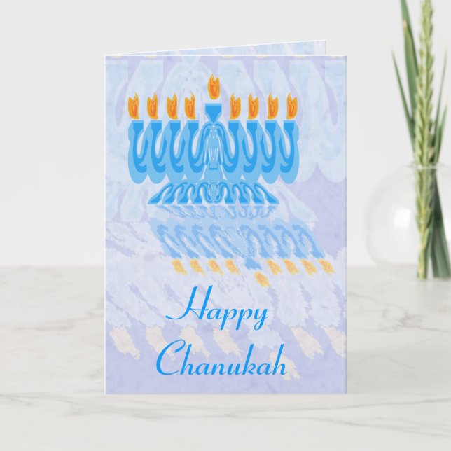 Cartes Blue Menorah Chanukah (Devant)