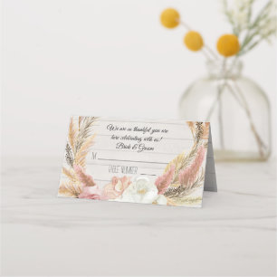 Cartes Boho Floral Pampas Grass Russe Bois Place