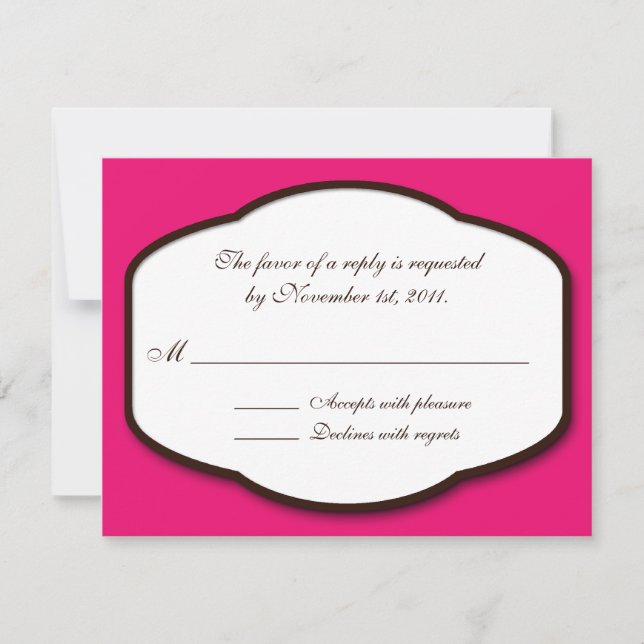 Cartes Brown et blanc Fuchsia/RSVP (Devant)
