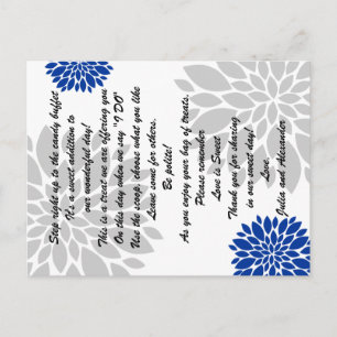 Cartes Buffet Royal Blue Silver Floral Bural Candy