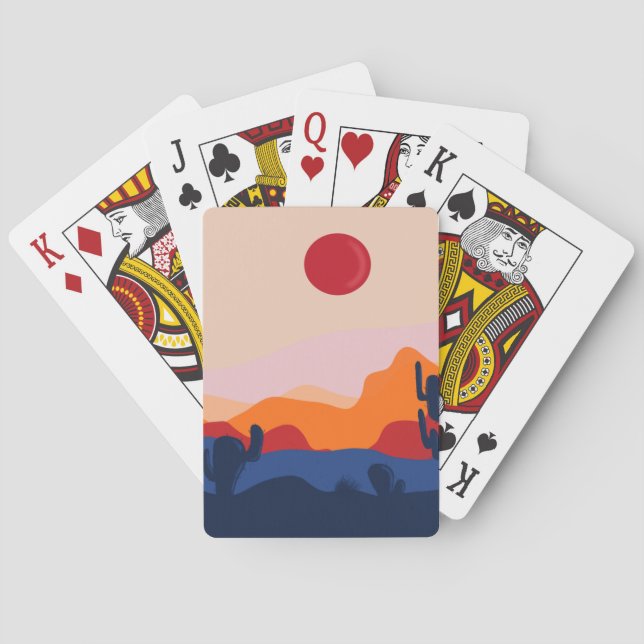 Cartes Cactus Occidental coucher de soleil conception jeu (dos)