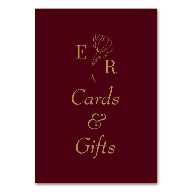 Cartes & Cadeaux Monogramme Floral Bourgogne (Par défaut)