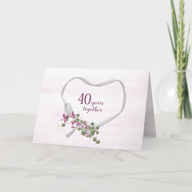 Cartes cardiaques à ruban pour le 40e anniversaire (Devant)