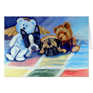 Cartes Carlin et Boston Terrier Pups
