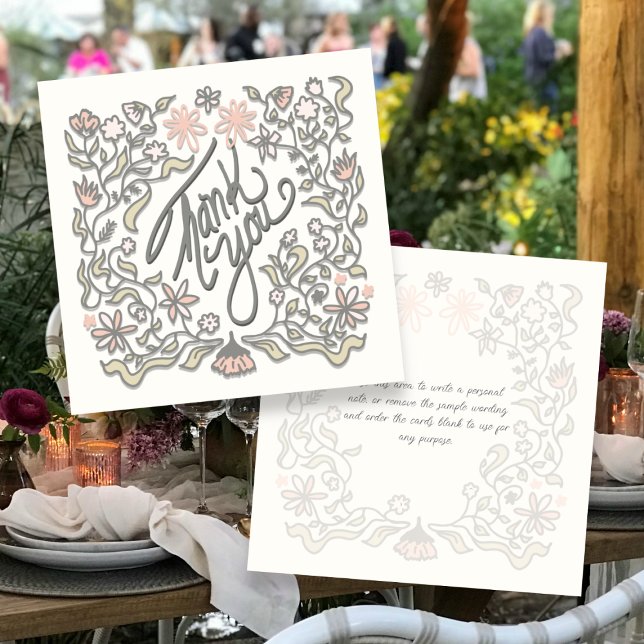 Cartes Carrées Illustrées avec Bordure Florale de  (Créateur téléchargé)