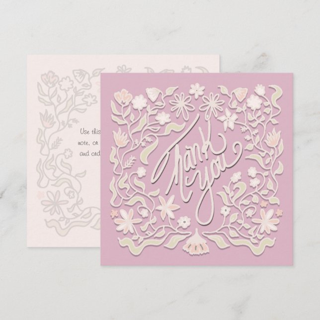 Cartes Carrées Illustrées avec Bordure Florale de  (Devant / Derrière)