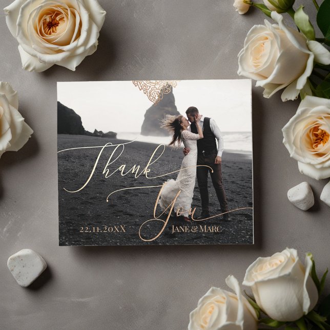 Cartes carrées photo personnalisées du Mariage Mer (thank you card)