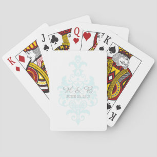 Cartes Carte de jeu Aqua Subtle Damask