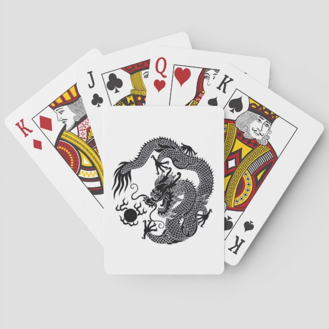 Cartes Carte de jeu Dragon chinois blanc et noir (dos)
