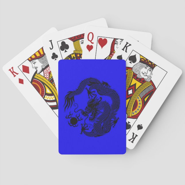 Cartes Carte de jeu Dragon chinois bleu et noir (dos)