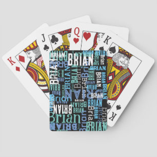 Cartes Carte de jeu en bleu noir Typographie Nom Motif