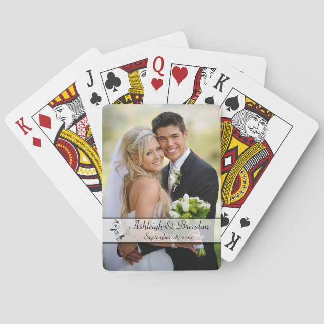 Cartes Carte de jeu Mariage photo noire, blanche (dos)