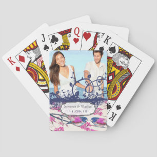 Cartes Carte de jeu marine et Inséparable rose Mariage