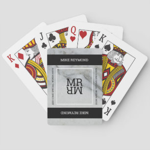 Cartes carte de jeu moderne en marbre noir et blanc avec 