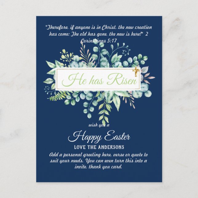 Cartes catholiques de PÂQUES Citation de versets r (Devant)