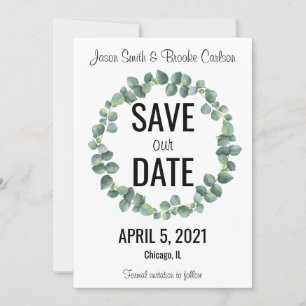 Cartes Cercle Eucalyptus "Save our Date"